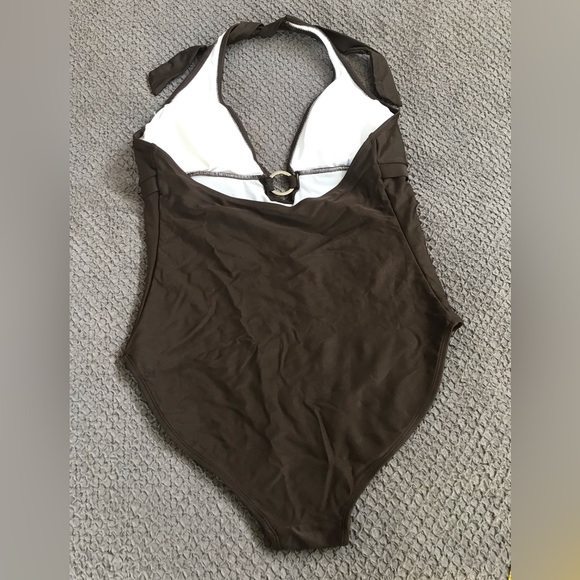 Chocolate brown halter swim suit in EUC. - Picture 2 of 9